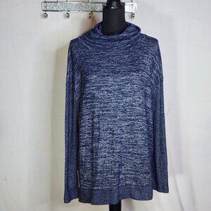 Sonoma Style Life Blue Grey Heather Poly Rayon Span LS Cowl Neck Sweater Size XL